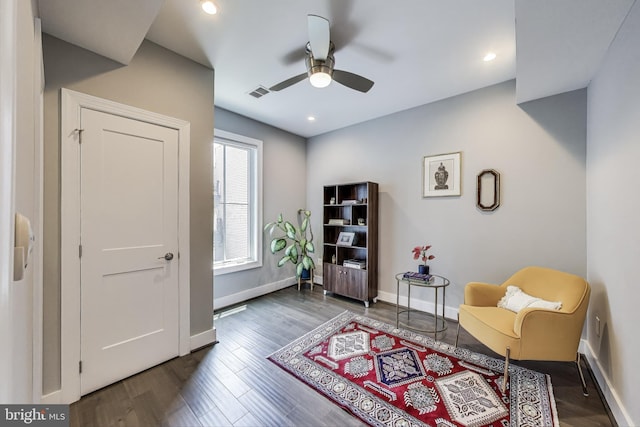 625 Park Rd NW Unit 206, Washington, DC 20010 - sitting room featuring wood finished floors, a ceiling fan, and recessed lighting
