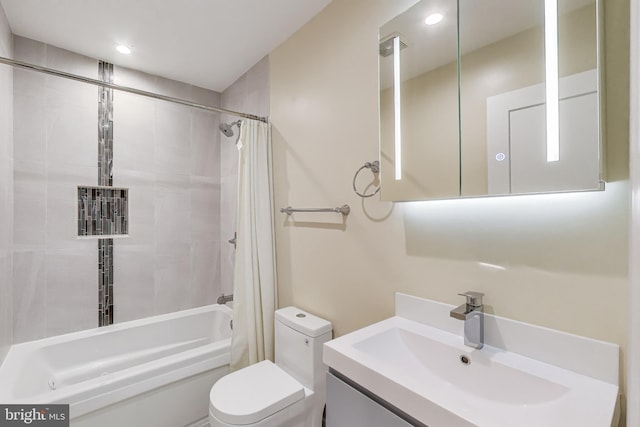 625 Park Rd NW Unit 206, Washington, DC 20010 - full bathroom with shower / tub combo with curtain, vanity, and recessed lighting