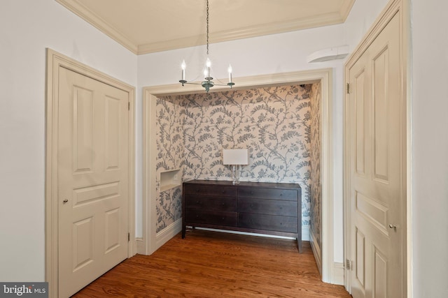 2116 Green St, Philadelphia, PA 19130 - unfurnished bedroom featuring ornamental molding, a chandelier, and wood finished floors
