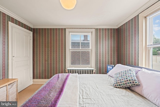 2116 Green St, Philadelphia, PA 19130 - bedroom with ornamental molding and wallpapered walls