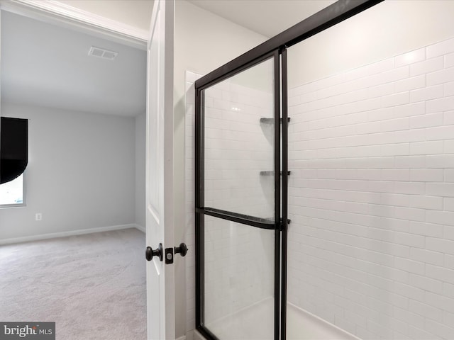76 Diving Scaup Rd, Hedgesville, WV 25427 - bathroom featuring a stall shower and baseboards