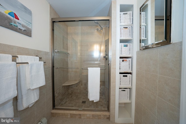 840 Old State Rd, Berwyn, PA 19312 - full bath featuring tile walls, a stall shower, and tile patterned floors