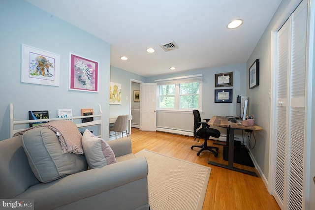 840 Old State Rd, Berwyn, PA 19312 - office space with light wood finished floors, a baseboard radiator, and recessed lighting