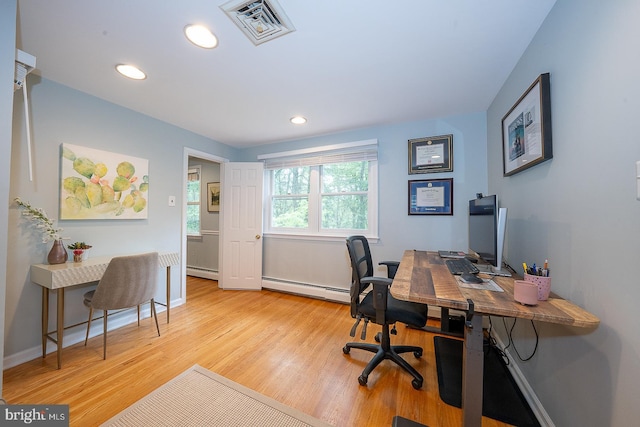 840 Old State Rd, Berwyn, PA 19312 - office space with a baseboard heating unit, light wood-style floors, and recessed lighting