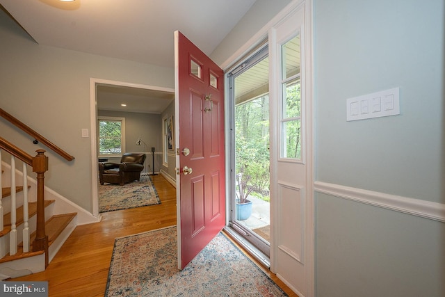 840 Old State Rd, Berwyn, PA 19312 - entryway featuring light wood-style flooring and stairs