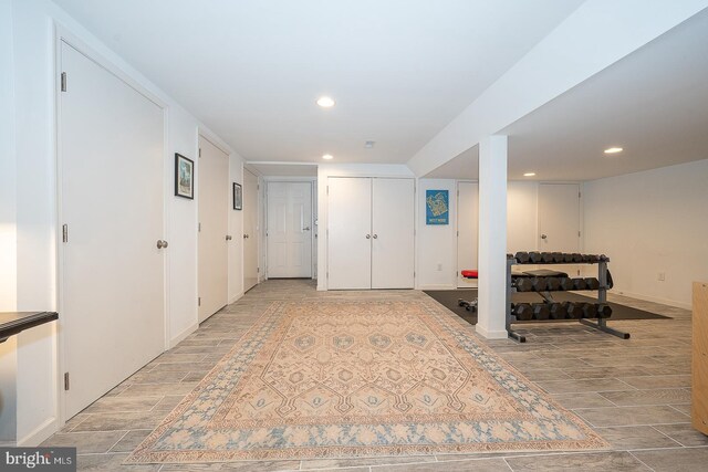 840 Old State Rd, Berwyn, PA 19312 - entryway featuring wood tiled floors and recessed lighting