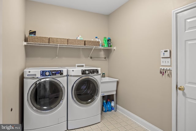 6 Shadybrook Rd, Mullica Hill, NJ 08062 - washroom with washing machine and dryer and light tile patterned floors