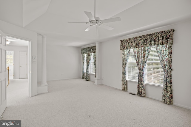 6 Shadybrook Rd, Mullica Hill, NJ 08062 - unfurnished room featuring carpet, a ceiling fan, and decorative columns