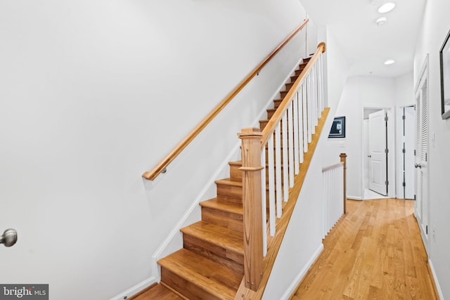 1342 S Carolina Ave SE, Washington, DC 20003 - staircase with wood finished floors and recessed lighting