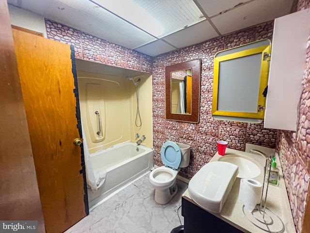 430 Bayard St, Kane, PA 16735 - bathroom with vanity, tub / shower combination, and marble finish flooring