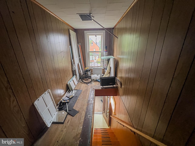 430 Bayard St, Kane, PA 16735 - hallway featuring hardwood / wood-style flooring and wood walls