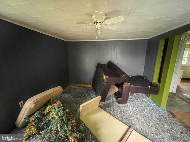 430 Bayard St, Kane, PA 16735 - game room featuring ornamental molding and a ceiling fan