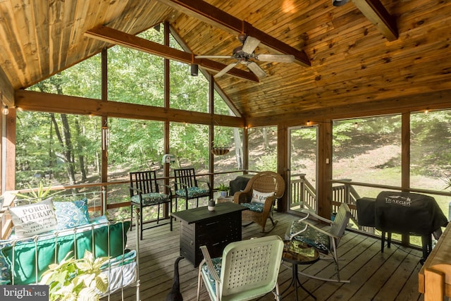 379 Wintergreen Way, Berkeley Springs, WV 25411 - sunroom / solarium with ceiling fan, plenty of natural light, and outdoor lounge area