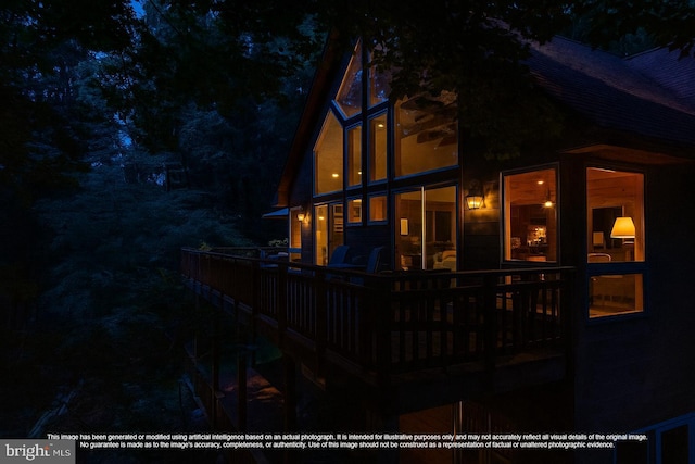 379 Wintergreen Way, Berkeley Springs, WV 25411 - back of house at twilight with a deck