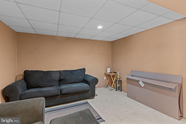 701 Hunters Run, Perkasie, PA 18944 - living area with carpet, a drop ceiling, and recessed lighting