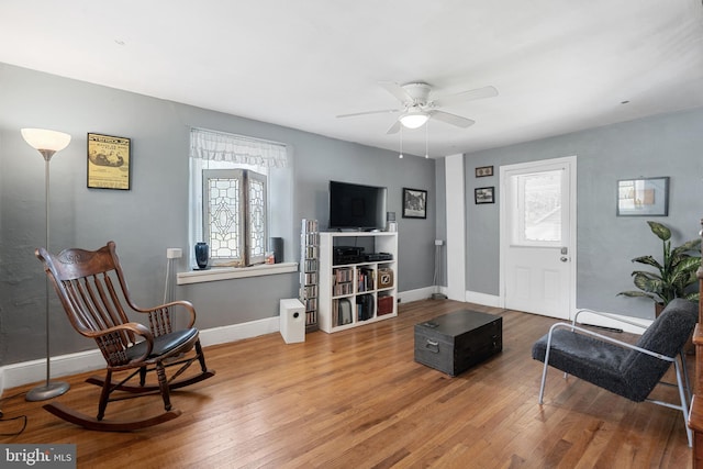 2397 Hill Rd, Perkiomenville, PA 18074 - living area with ceiling fan and wood finished floors