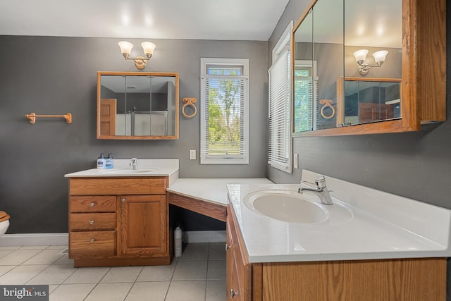 2397 Hill Rd, Perkiomenville, PA 18074 - bathroom with two vanities and tile patterned floors