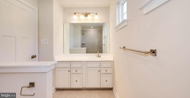 237 Hidden Acres Ln, Moorestown, NJ 08057 - bathroom featuring a tile shower, vanity, and tile patterned floors
