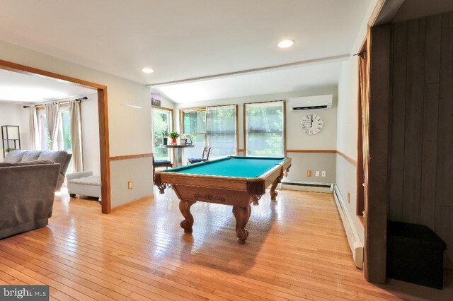 99 Old Main Shore Rd, Barnegat, NJ 08005 - rec room with a wall mounted air conditioner, healthy amount of natural light, billiards table, light wood-style floors, and recessed lighting