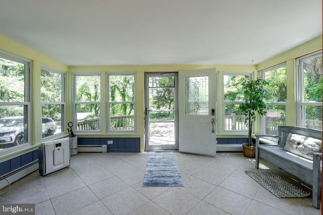 99 Old Main Shore Rd, Barnegat, NJ 08005 - sunroom / solarium with a baseboard heating unit, plenty of natural light, and tile patterned flooring