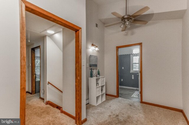 99 Old Main Shore Rd, Barnegat, NJ 08005 - hallway featuring light carpet, an upstairs landing, and lofted ceiling