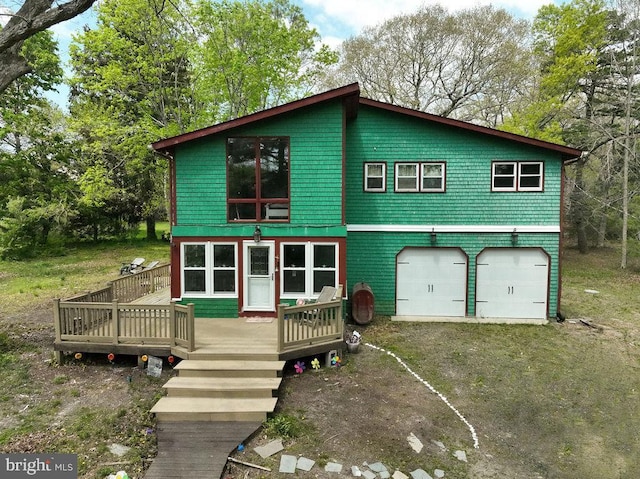 99 Old Main Shore Rd, Barnegat, NJ 08005 - view of front of home featuring dirt driveway, a garage, and a deck