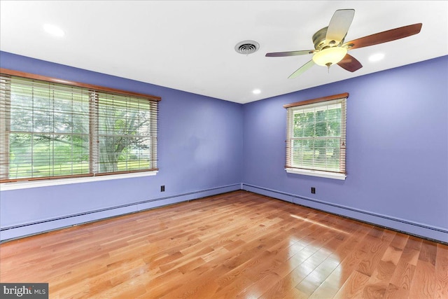 136 Schoolhouse Ln, Glen Mills, PA 19342 - empty room with wood finished floors, ceiling fan, and baseboard heating
