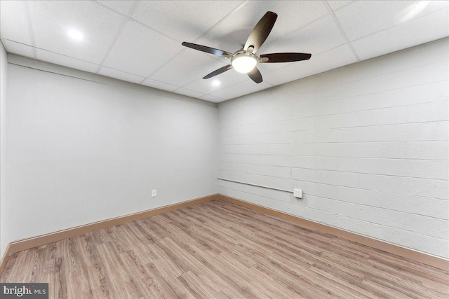 136 Schoolhouse Ln, Glen Mills, PA 19342 - unfurnished room featuring light wood-style flooring, a drop ceiling, and a ceiling fan
