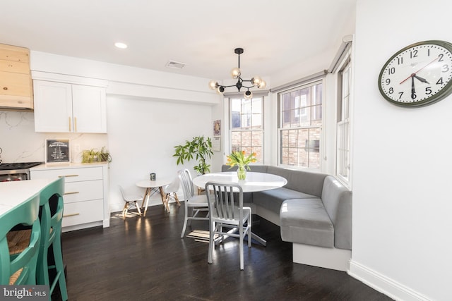 216 Christian St Unit E, Philadelphia, PA 19147 - dining space featuring dark wood-type flooring, a chandelier, and recessed lighting