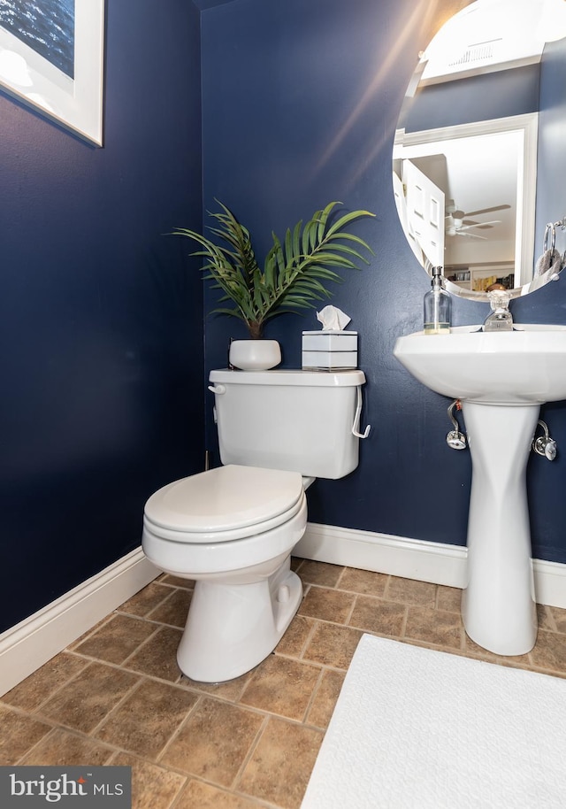 216 Christian St Unit E, Philadelphia, PA 19147 - bathroom featuring stone finish floors and ceiling fan
