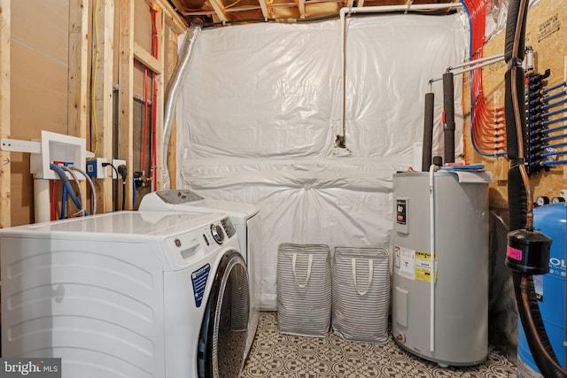 1442 Peacock Ln, Hellertown, PA 18055 - washroom featuring electric water heater and washing machine and dryer
