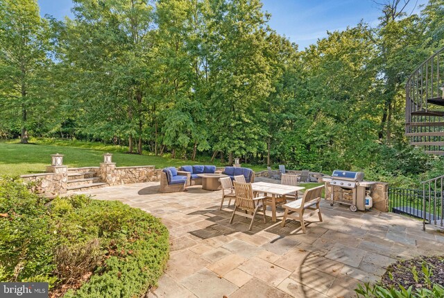 43858 Grantner Pl, Ashburn, VA 20147 - view of patio with an outdoor living space, outdoor dining area, and a grill