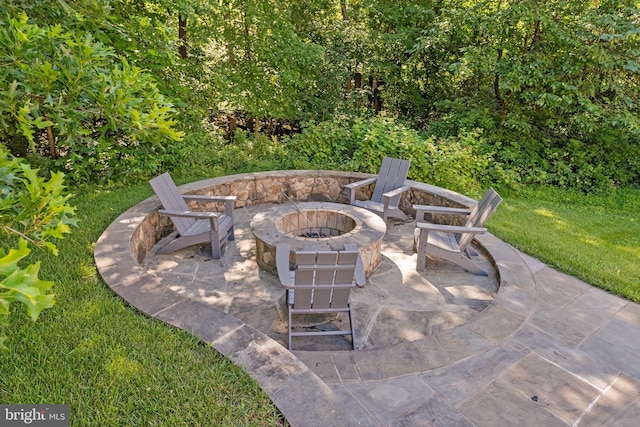 43858 Grantner Pl, Ashburn, VA 20147 - view of patio / terrace featuring an outdoor fire pit