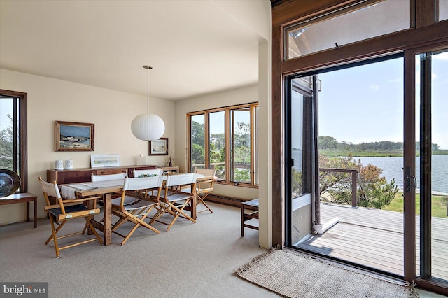 35197 Hassell Ave, Bethany Beach, DE 19930 - dining room featuring carpet and a water view