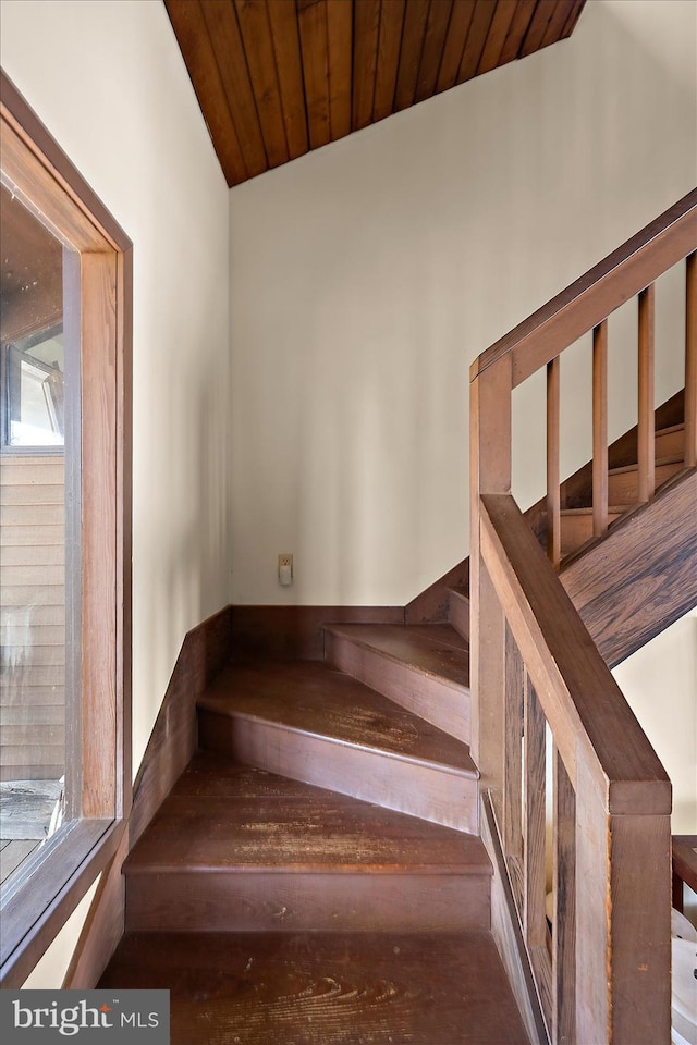 35197 Hassell Ave, Bethany Beach, DE 19930 - stairway with wooden ceiling