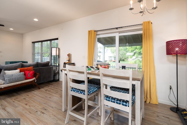 55 Hamlet Cir, Mechanicsburg, PA 17050 - dining space with light wood-style floors, a chandelier, and recessed lighting