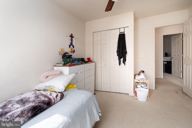 55 Hamlet Cir, Mechanicsburg, PA 17050 - bedroom with carpet floors, a closet, and ceiling fan