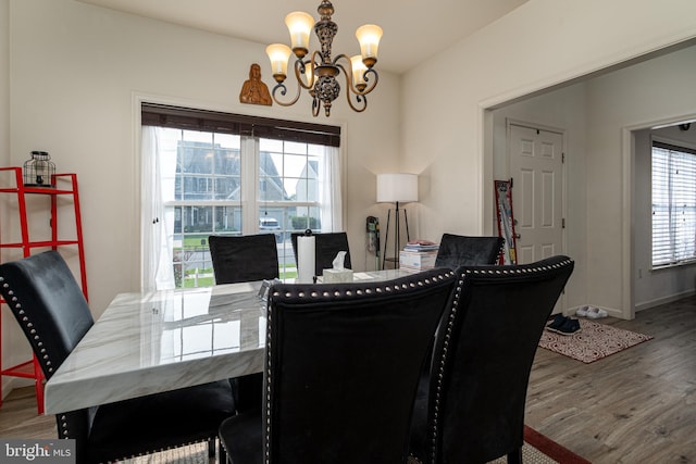 55 Hamlet Cir, Mechanicsburg, PA 17050 - dining room with a chandelier, wood finished floors, and healthy amount of natural light