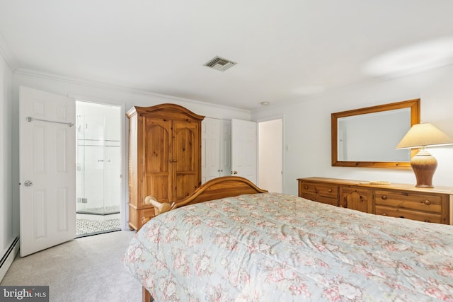 1243 Grove Rd, West Chester, PA 19380 - carpeted bedroom with ornamental molding, ensuite bath, and a baseboard heating unit
