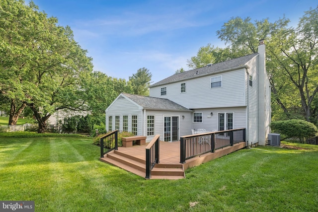 1243 Grove Rd, West Chester, PA 19380 - back of house with a chimney, a deck, and a yard