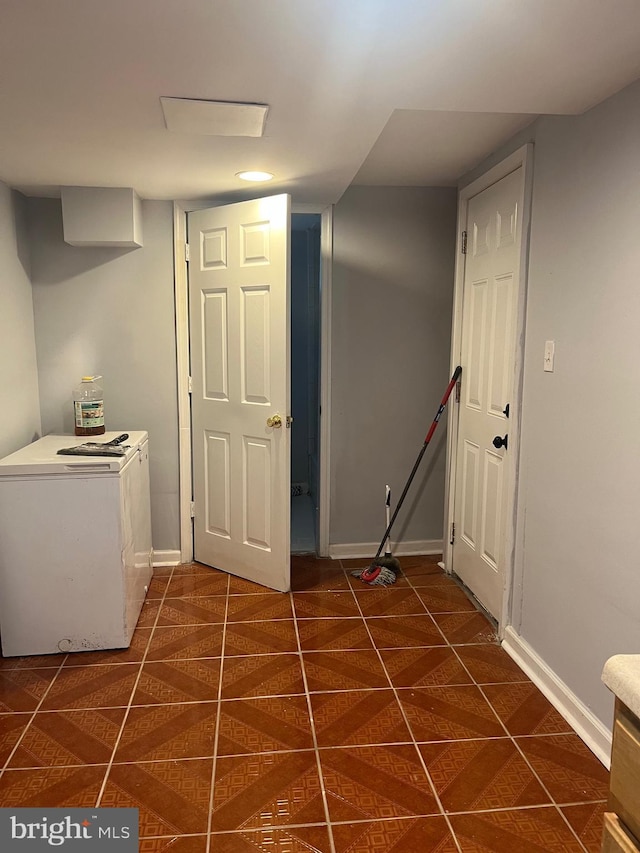 3805 Arbutus, Baltimore, MD 21207 - laundry area featuring separate washer and dryer and baseboards