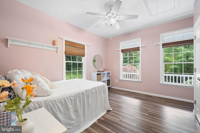 11871 Knollcrest Ln, La Plata, MD 20646 - bedroom featuring attic access, wood finished floors, and a ceiling fan