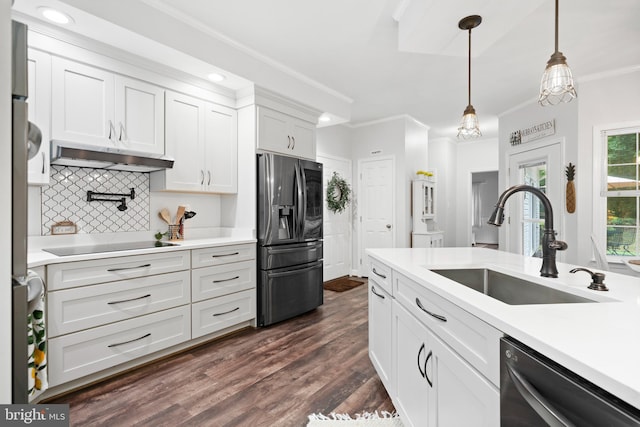 11871 Knollcrest Ln, La Plata, MD 20646 - kitchen with stainless steel refrigerator with ice dispenser, dishwashing machine, decorative backsplash, black electric stovetop, and light countertops