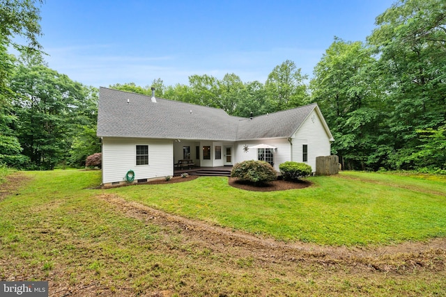 11871 Knollcrest Ln, La Plata, MD 20646 - back of house with a patio area, a lawn, crawl space, and roof with shingles