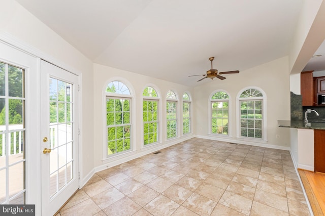 7412 Kallenburg Ct, Manassas, VA 20111 - unfurnished sunroom with french doors and lofted ceiling