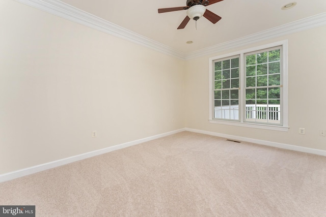 7412 Kallenburg Ct, Manassas, VA 20111 - unfurnished room featuring light colored carpet, ornamental molding, and ceiling fan