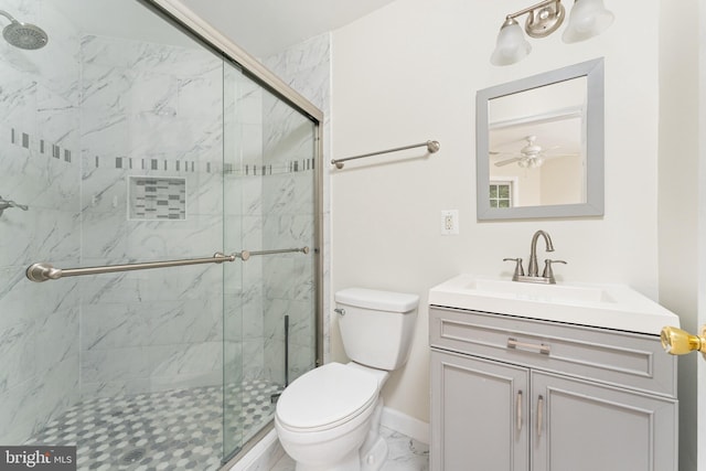 7412 Kallenburg Ct, Manassas, VA 20111 - bathroom with marble look tile flooring, a stall shower, and vanity