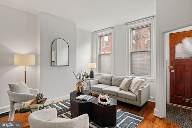 828 Mercer St, Philadelphia, PA 19125 - living area with baseboards and wood finished floors