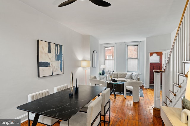 828 Mercer St, Philadelphia, PA 19125 - dining area featuring stairway, a ceiling fan, and hardwood / wood-style floors