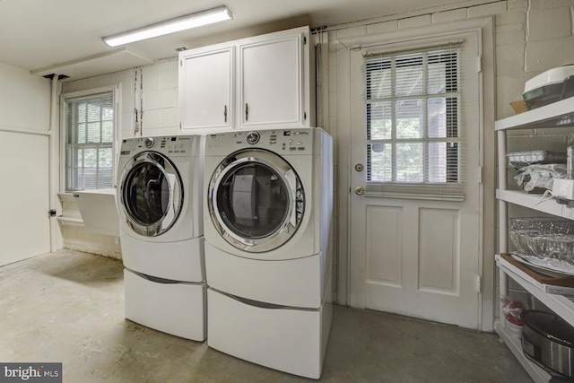 1109 Pipestem Pl, Potomac, MD 20854 - washroom with washer and dryer, cabinet space, and plenty of natural light